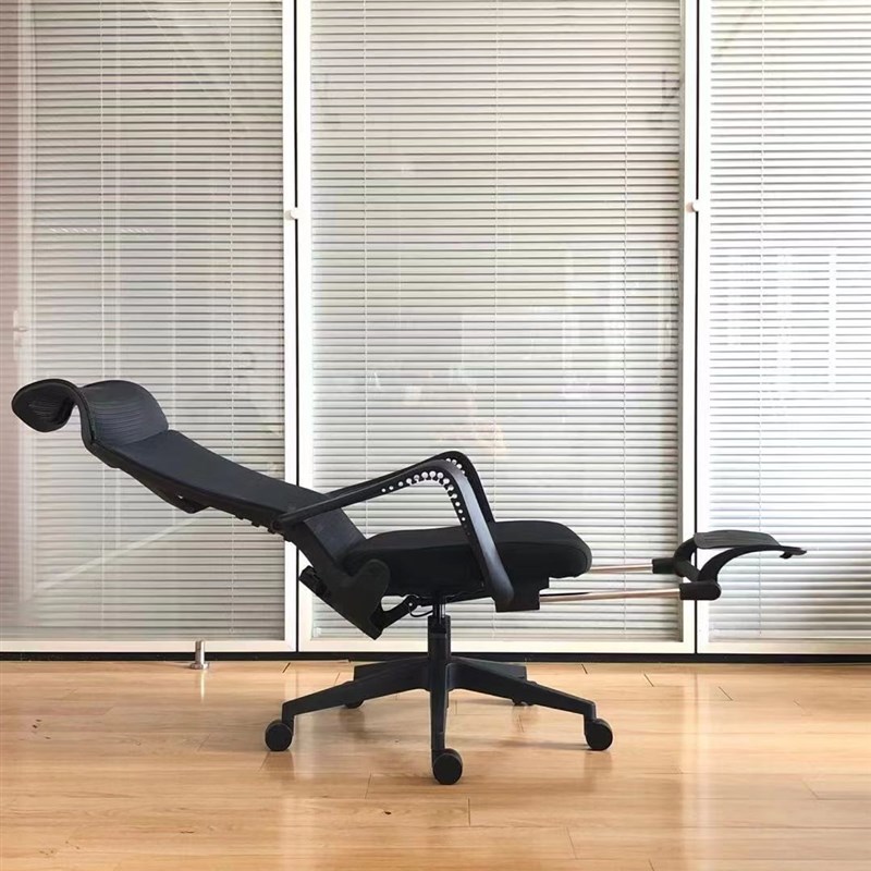 午休电脑椅黑色网布躺睡办公椅升降转椅布料高靠背家用座椅经理椅