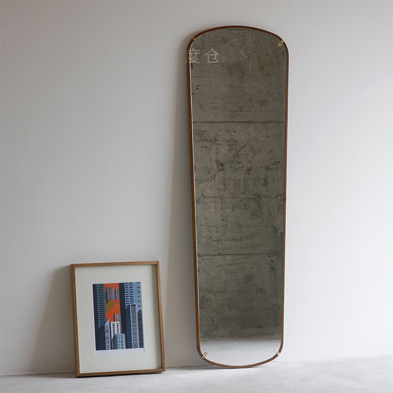 度仓穿衣镜黑胡桃樱桃实木全身镜壁挂试衣镜缅甸柚木卧室落地镜子