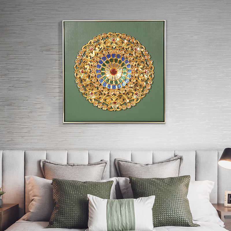 泰域泰国手工木雕雕花板实物画东南亚客厅卧室装饰画玄关挂画壁饰