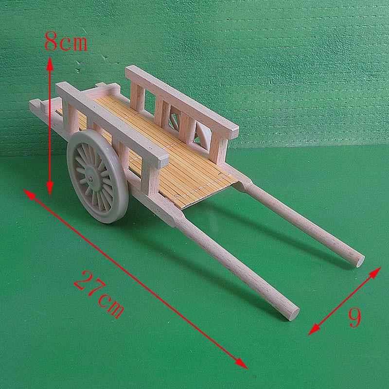 木质农耕工具小推车船板车排车磨播种机耕地犁马车谷模型文化风车
