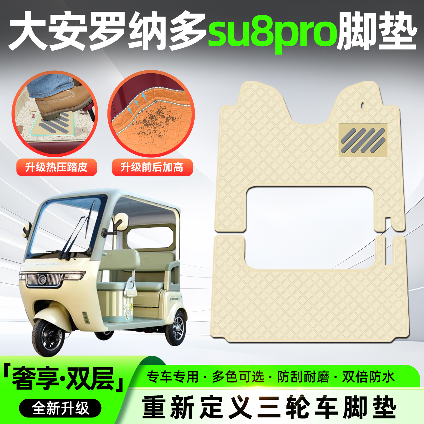 适用【苏su8pro】三轮车皮革脚垫