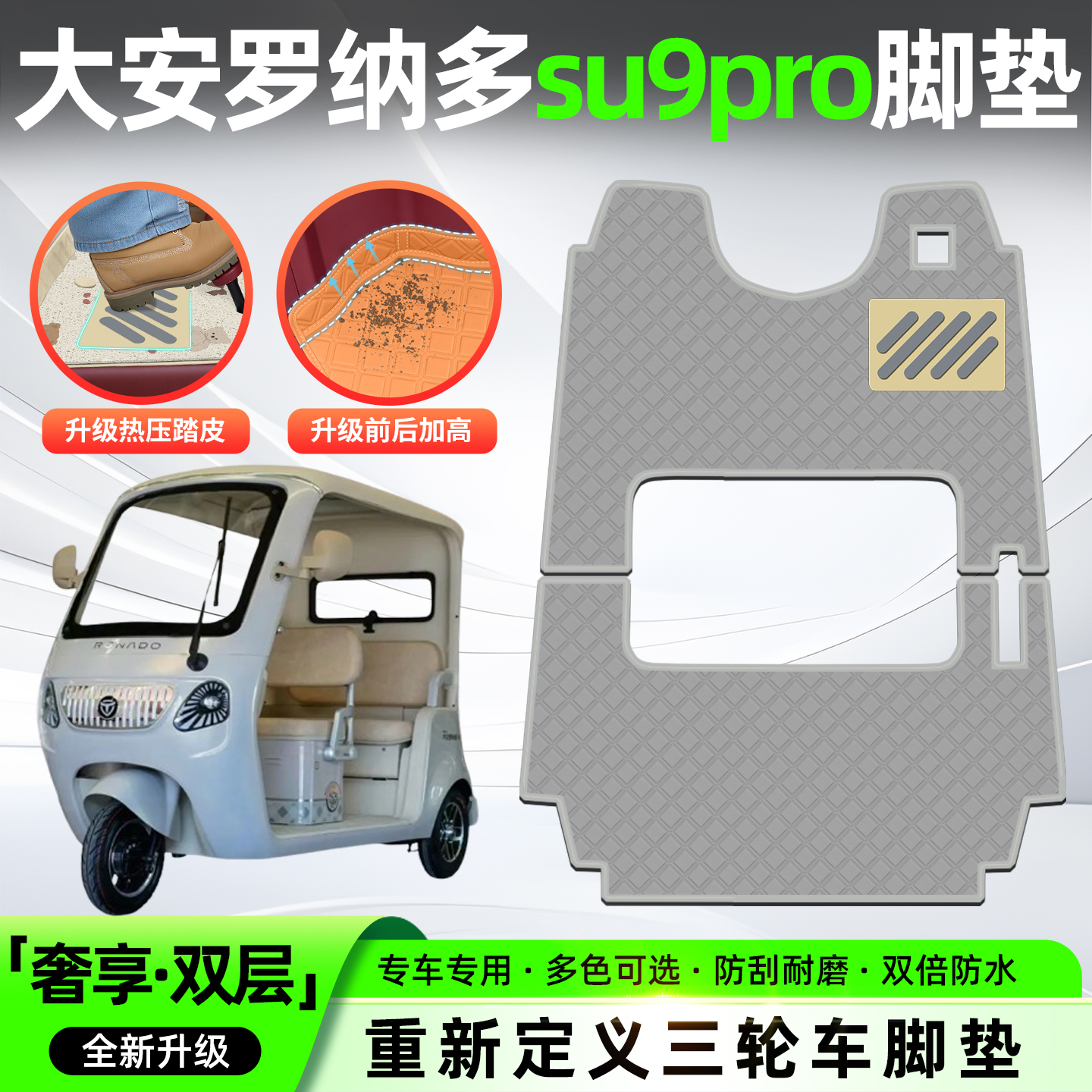 适用【su9pro】三轮车皮革脚垫
