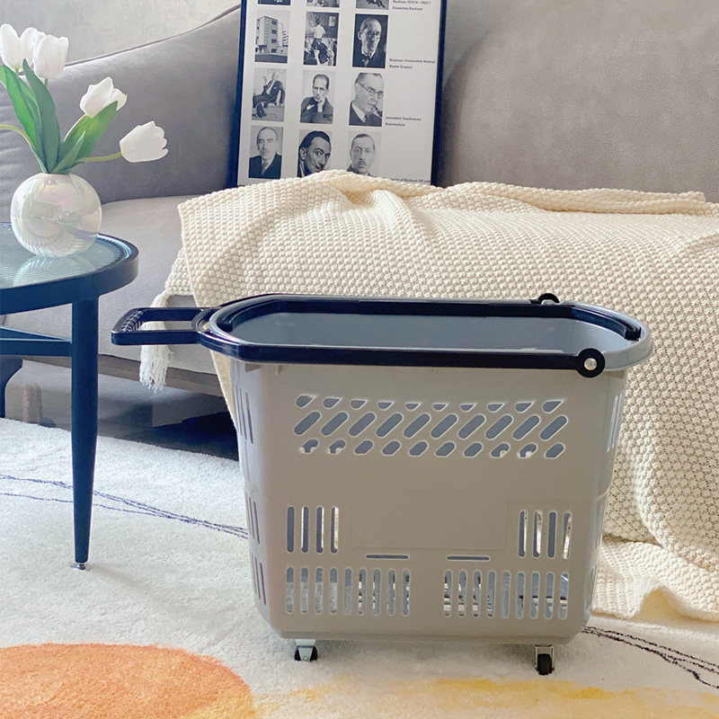 超市拉杆带滑轮购物篮买菜篮子零食购物筐加厚便利店超市篮,收纳整理,购物篮,淘宝优惠券,粉丝福利购,淘宝优惠卷