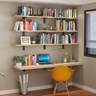 电脑桌书架书桌一体家用卧室办公桌书桌学习桌学生书桌