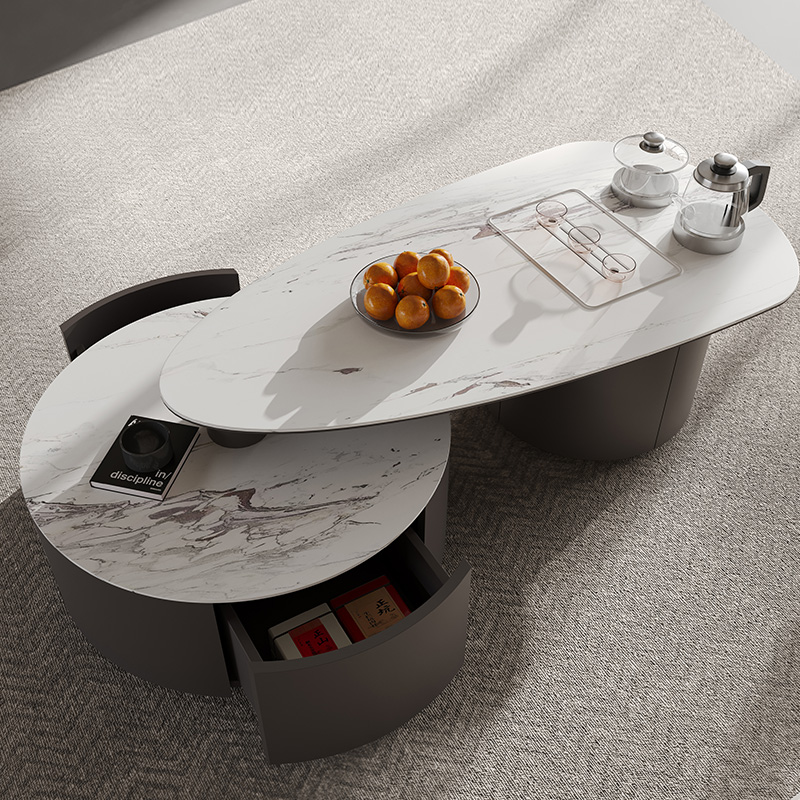 现代茶几泡茶一体意式功夫茶几客厅家用多功能可伸缩岩板茶台
