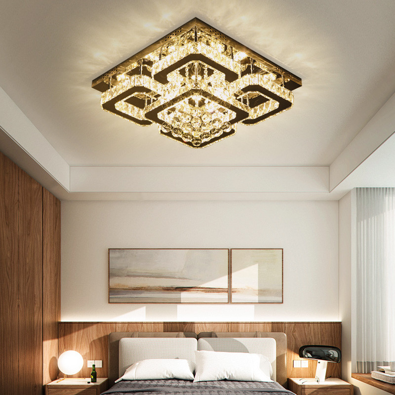 2020新款水晶灯客厅灯长方形简约现代大气餐厅卧室灯led吸顶灯具