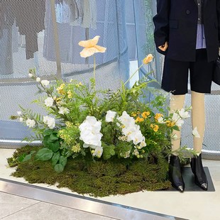 绿植级感客厅仿真场景艺装饰摄影布置假草堆软装