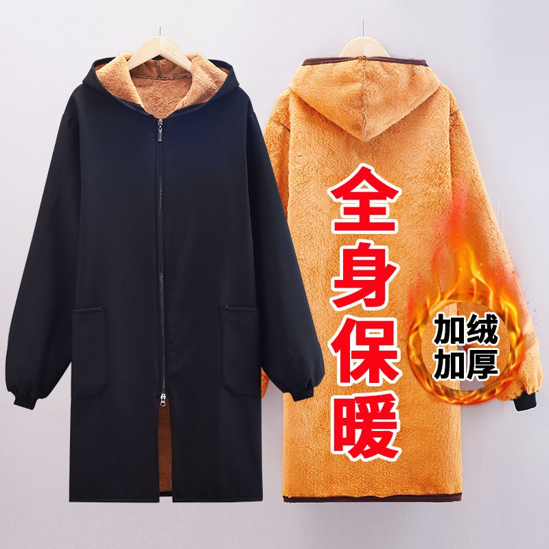 冬季2023新款外穿加绒加厚防水防油罩衣女大人时尚围裙工作服定制