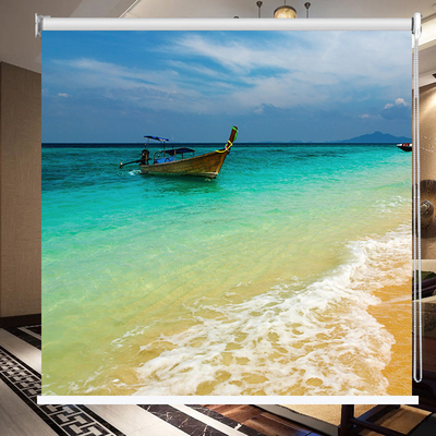 卷帘客厅卧室飘窗全遮光防嗮隔热手拉上下升降拉珠海景窗帘免打孔