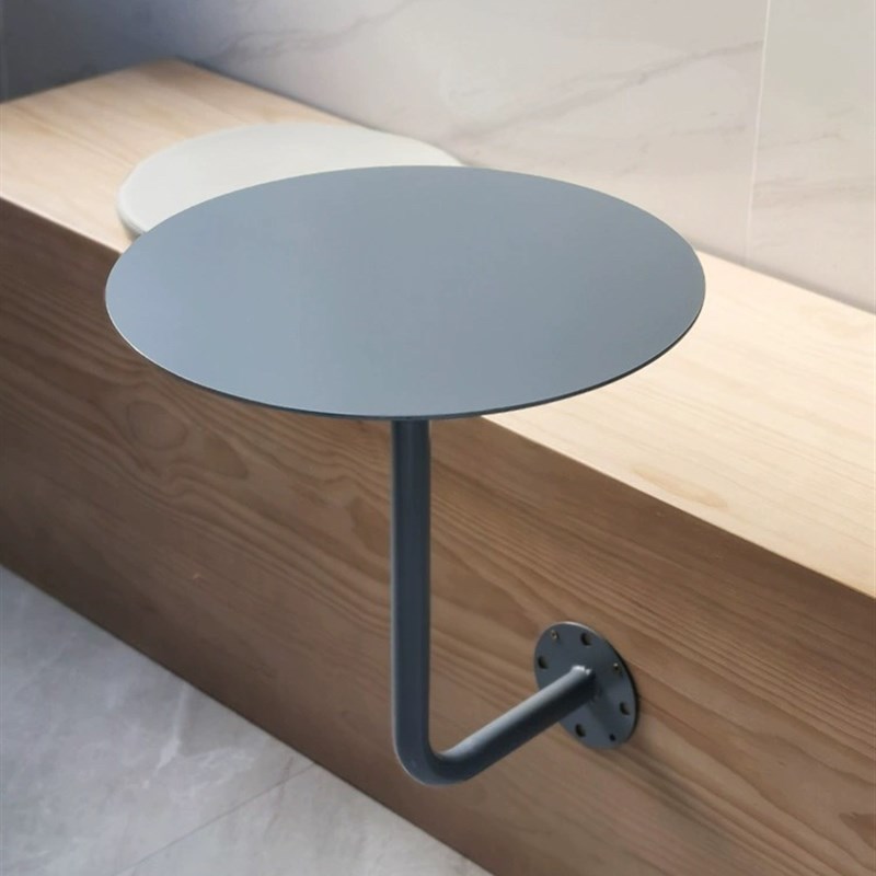 现代奶茶店咖啡厅靠墙壁装锈钢小圆桌喜茶壁挂桌子餐饮商用