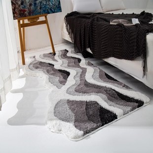 海浪现代卧室床边地毯加厚房间飘窗垫沙发茶几高级感植绒地垫