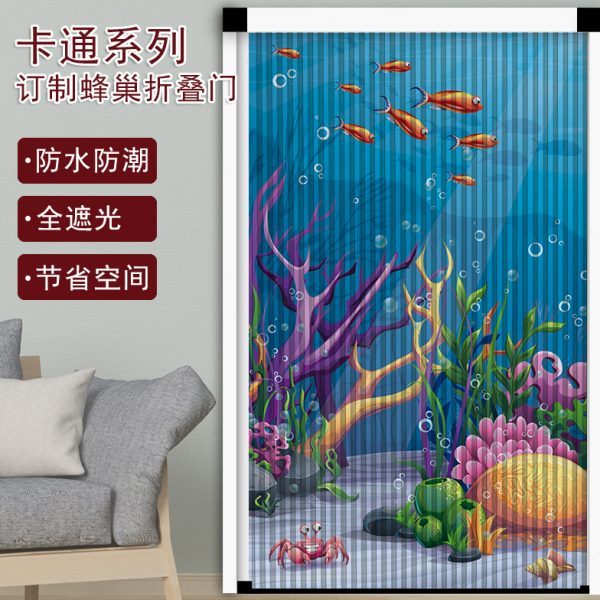 免打孔折叠推拉移门隔断开放厨房卧室隐形阳台蜂巢伸缩简易安装门