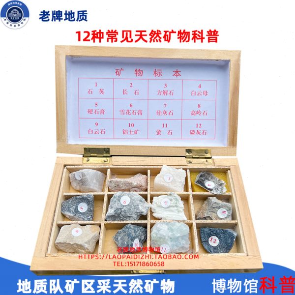 地质工程师定制作矿物标本12种大中小学地理教学仪器一年质保特惠