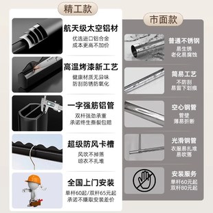 p晾衣杆顶装 晾衣架阳台家用固定式 挂晒衣杆一根打孔墙上固定吊杆