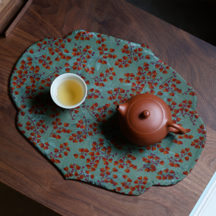 禅意复古桌旗桌布茶垫茶道零配布垫 香云纱干泡茶席茶壶o垫中式