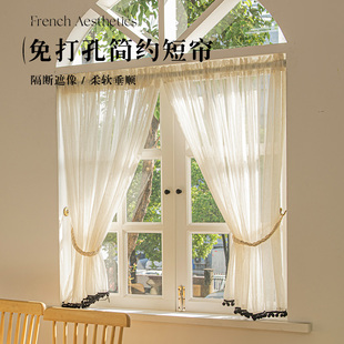 纱帘美式 秋夕法式 厨房飘窗窗户半帘短帘卧L室阳台蕾丝门帘遮光窗