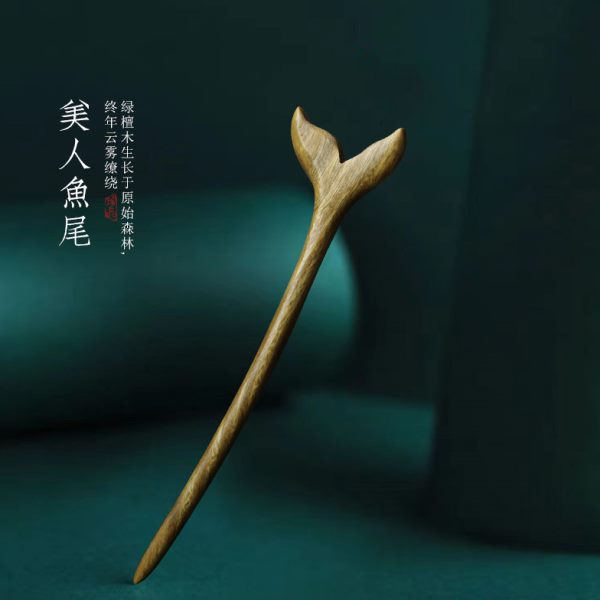 绿檀木古风发簪原创新中式木簪盘发张发钗高级感簪子简约现代日常