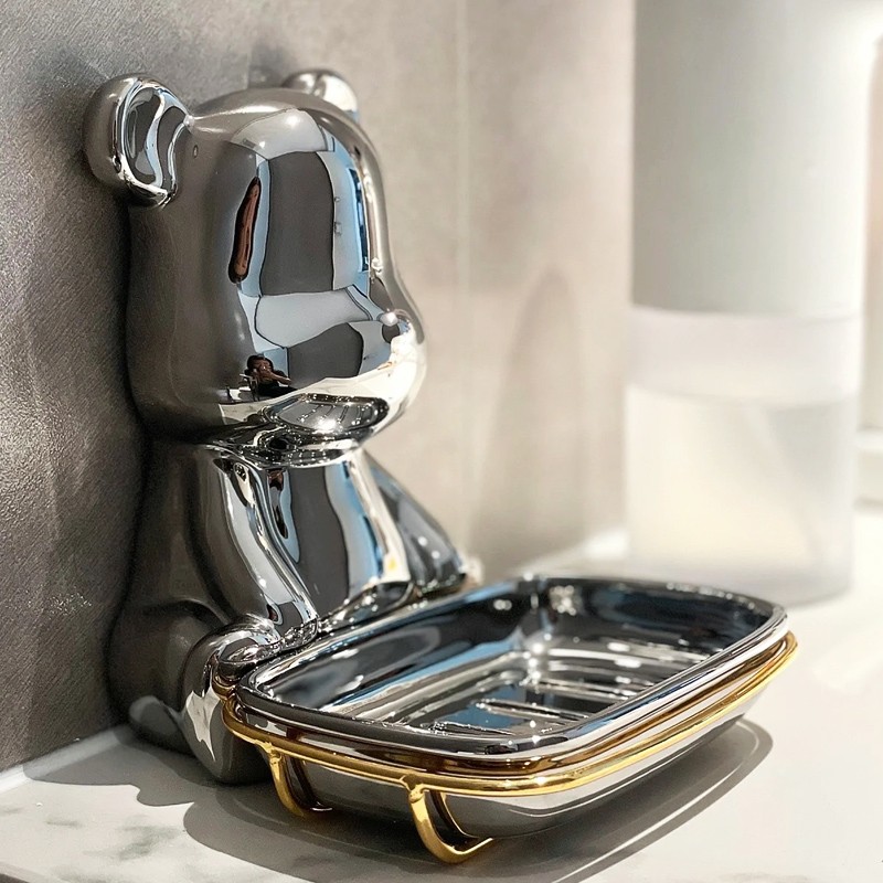 卫生间置物架肥j皂盒壁挂式沥水免打孔浴室洗漱台桌面香皂盒子收