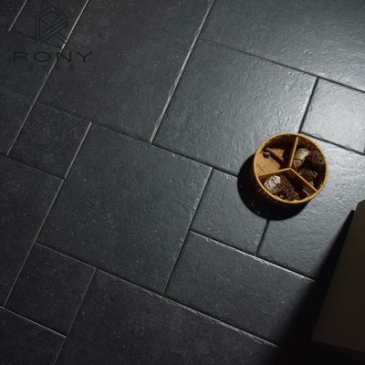 民宿酒店莱姆石地砖子母砖客餐厅别墅院H子瓷砖阳台黑色防滑复古