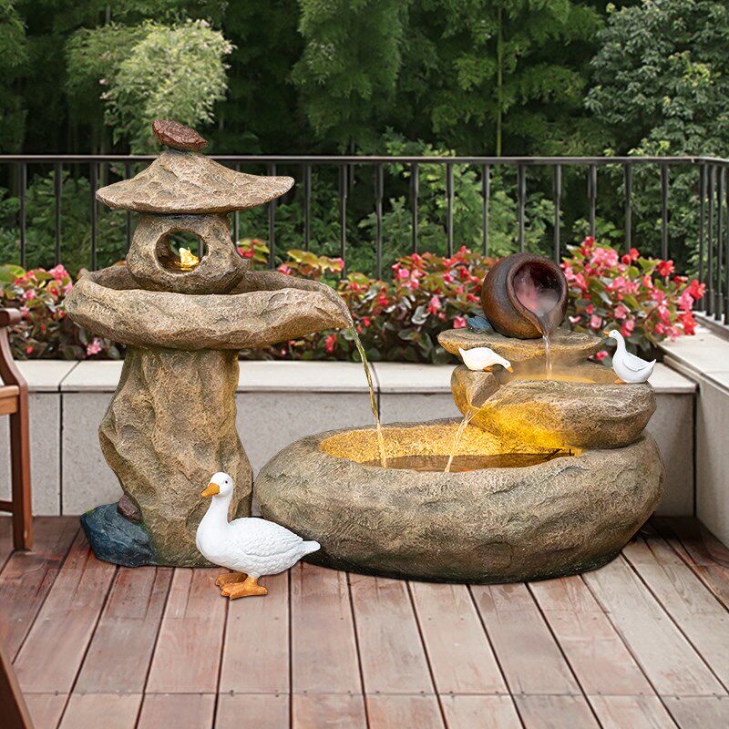 田园阳台流水喷泉别墅园水景装饰庭院阳台养鱼池循环水造景,家居饰品,落地摆件,淘宝优惠券,粉丝福利购,淘宝优惠卷