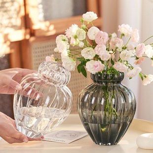饰插花器水培摆件家居软装 创意复古灯笼造型玻璃花瓶装 轻奢高级感