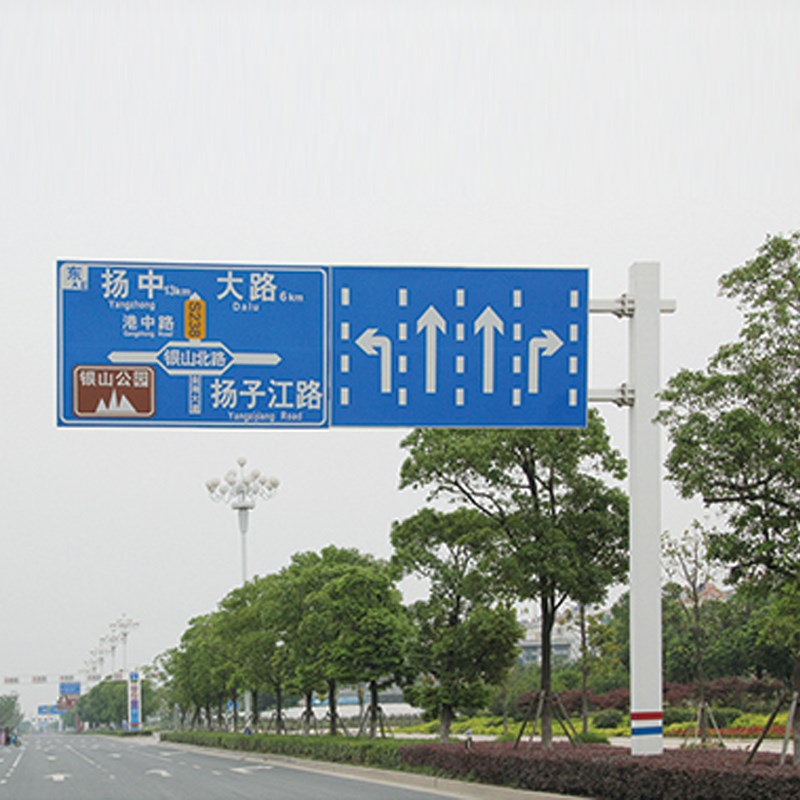 交通标志杆道路指示牌悬臂八角杆单柱式路名牌立杆高速限高龙门架
