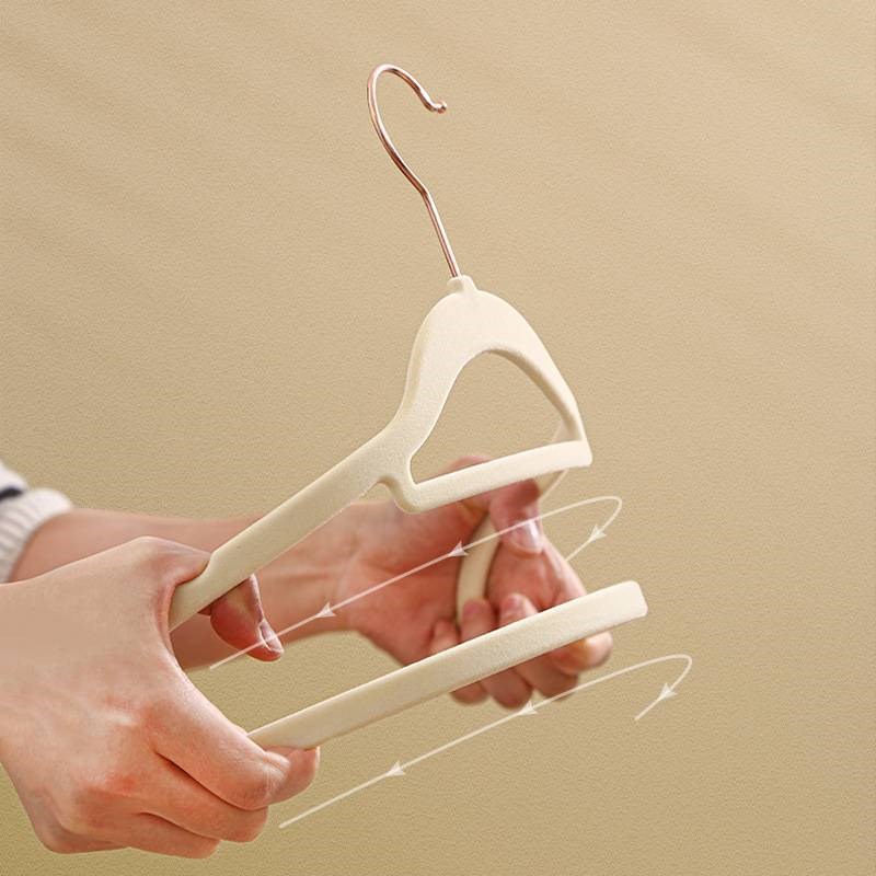 安琴植绒衣架ABS透光旋转挂钩金色金属防滑整理植绒衣架
