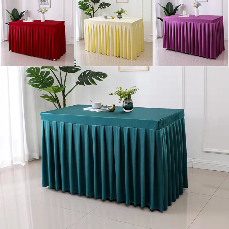 定制会议桌布餐桌台布长方形桌罩酒店桌裙签到展会活动锦锻台裙