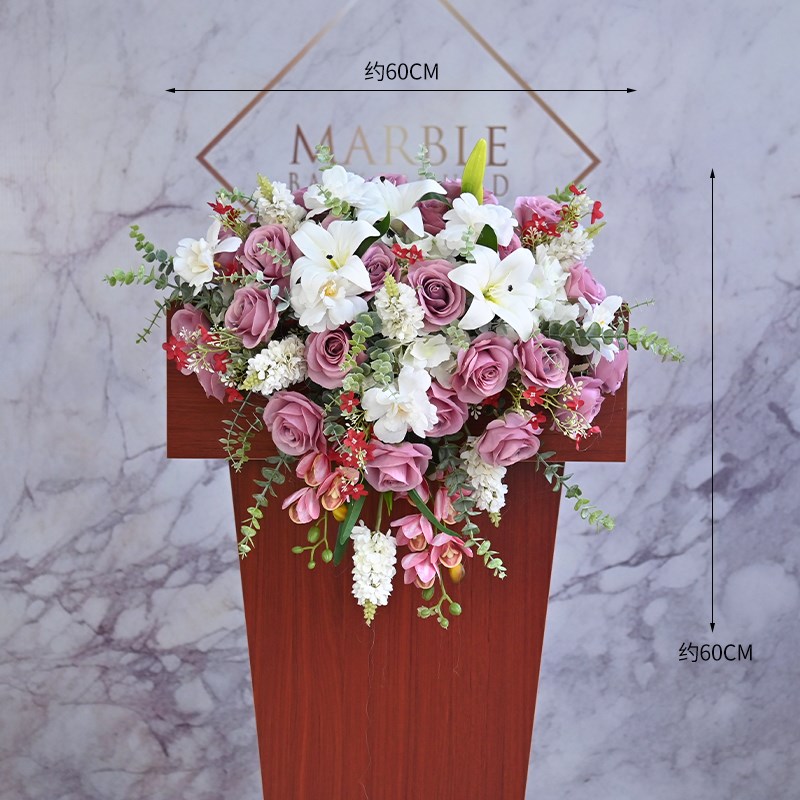 演讲席台花讲台花开业典礼酒店迎宾桌花仿真花会议桌摆花假花