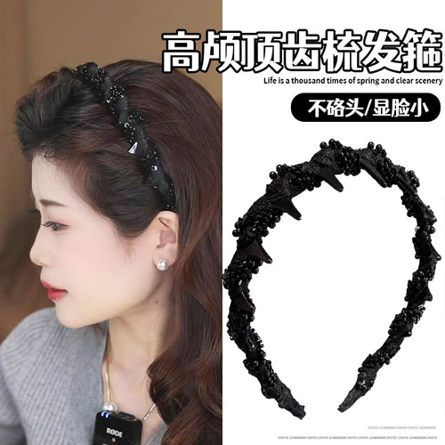 赫本风路易斯串珠发箍2025新款高颅顶头箍小样风发捆压发洗脸发卡