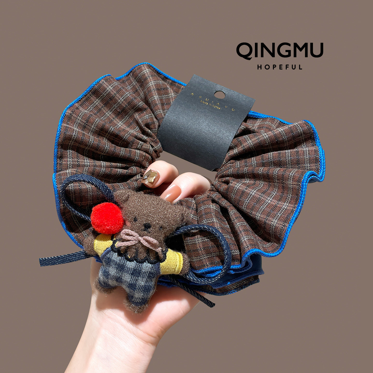 小熊可可~棕色格纹大肠发圈女双层丸子头花发绳皮筋卡通马尾发饰,饰品/流行首饰/时尚饰品新,发饰,淘宝优惠券,粉丝福利购,淘宝优惠卷