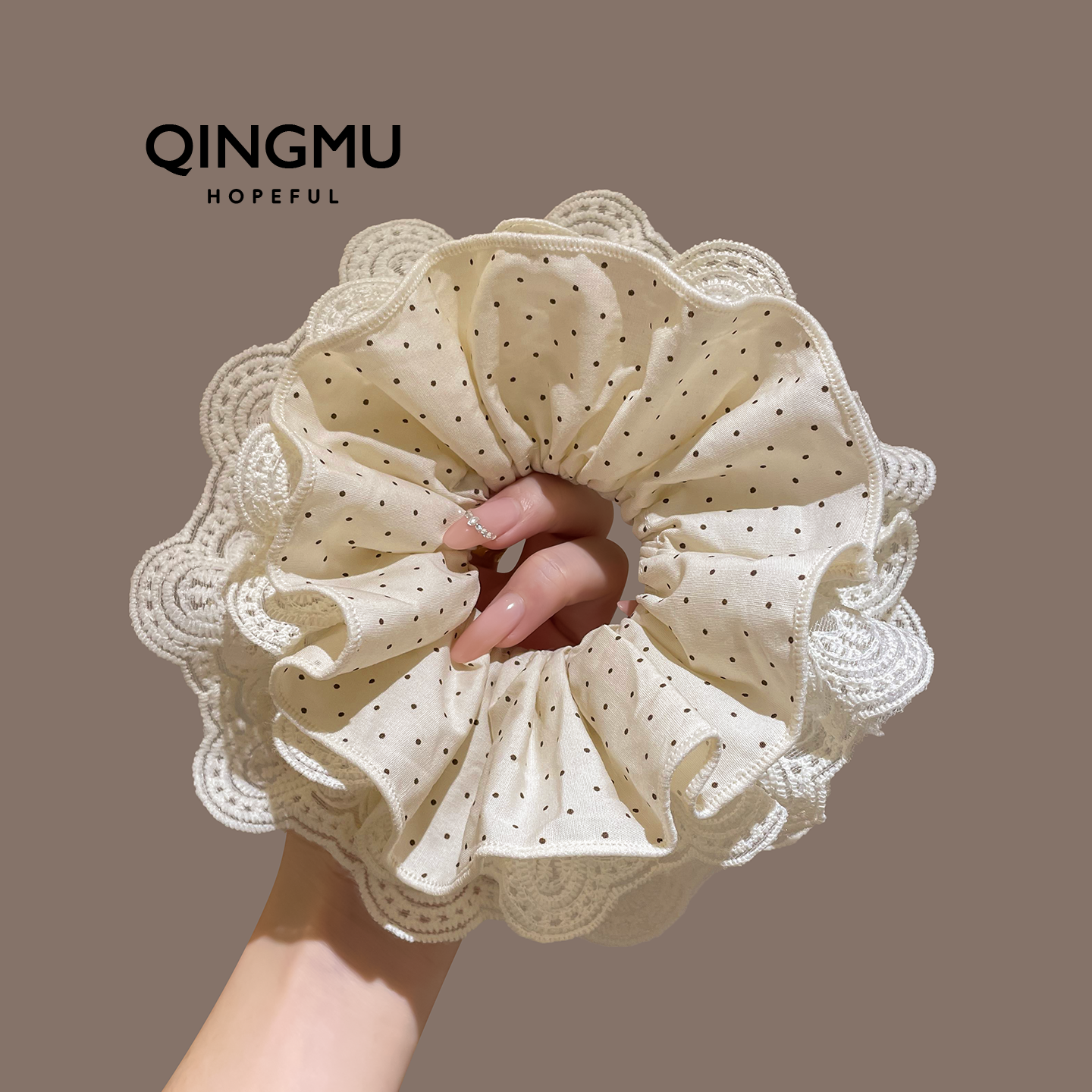 韩系波点蕾丝大肠发圈女木耳边褶皱丸子头花气质马尾发绳皮筋发饰,饰品/流行首饰/时尚饰品新,发饰,淘宝优惠券,粉丝福利购,淘宝优惠卷