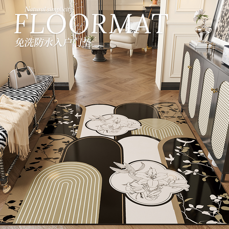 法式美拉德入户门地垫竖版耐脏免洗pvc高级感进门可裁剪门口地毯