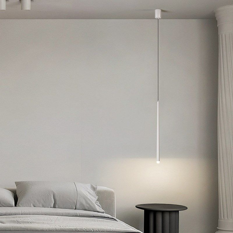 极简床头小吊灯长线卧室吊灯垂线现代灯具房间卧in风白色