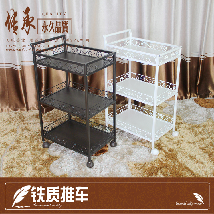 带盆圈美容院推车美容推车木板面美容置物工具车小推车