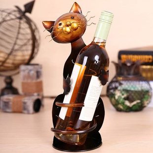 Bottle 饰品玄猫抱摆件 Display Stand红酒架摆件葡萄酒架酒柜装
