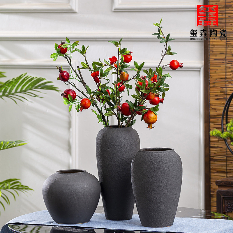 陶瓷花瓶摆件办公室桌面装饰假花插花花器复古餐桌创意大花瓶摆件