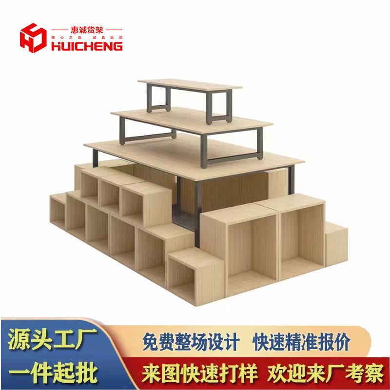 超市货架陈列木盒木箱端头情景堆美陈展示道具摩登架端架延伸堆头