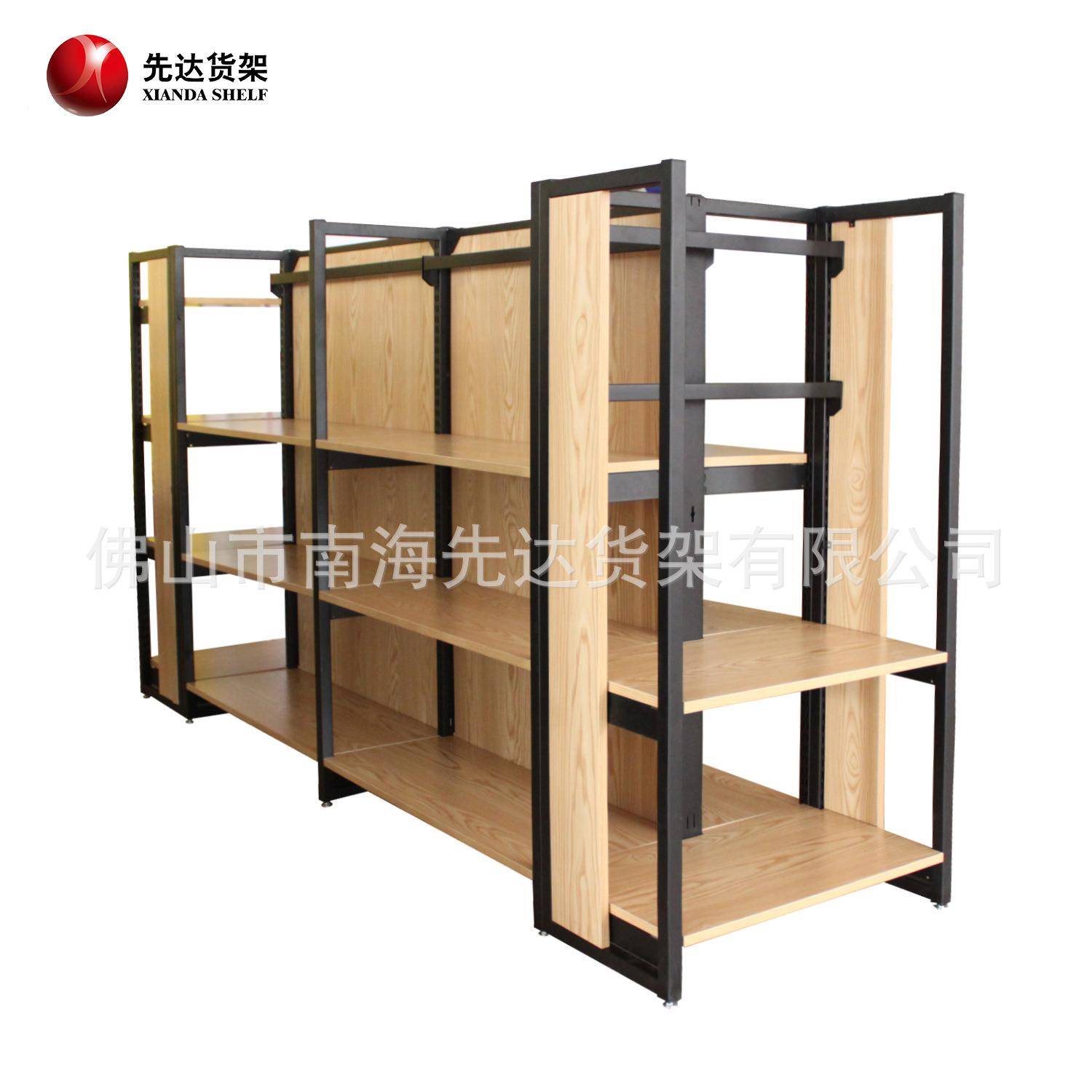 连锁木质精品超市货架|高档钢木组合货架