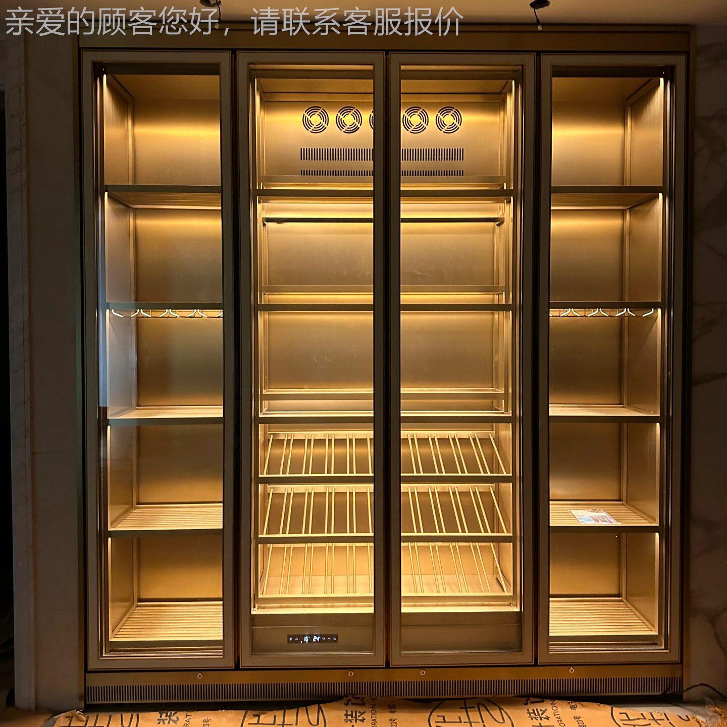 面内嵌式镜不锈钢恒温酒柜商用双门白酒展台保鲜YMJG24-3钛冷金藏