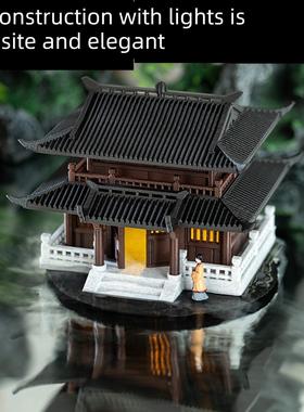 中式微景观古建筑双层景观水陆池鱼缸假山室内盆景小摆件