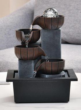 小型流水喷泉客厅招财风水轮桌面循环水装饰办公室生财风水球摆件