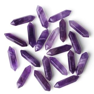 饰摆件 天然紫水晶原石六棱柱水晶柱双尖柱六角柱装 10个装