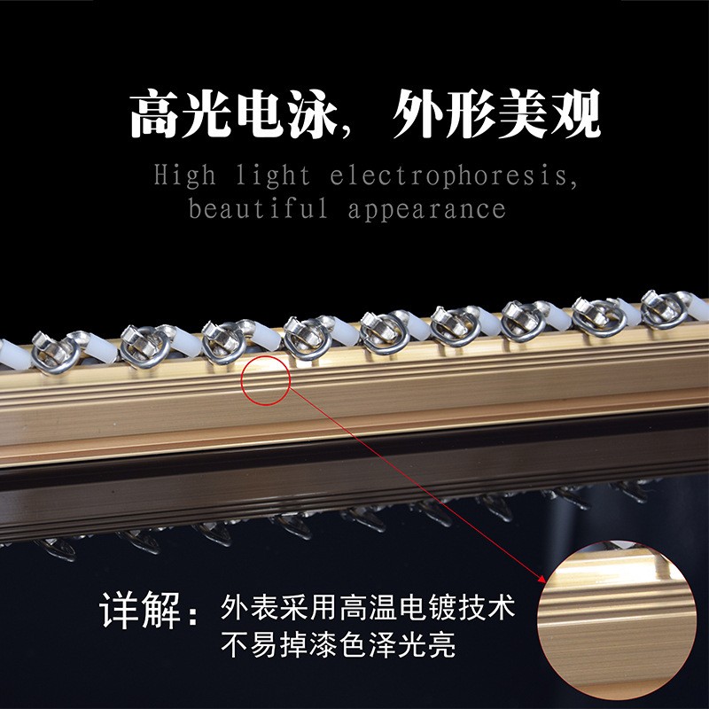 加厚窗帘杆窗帘轨道滑轮窗帘杆静音直轨滑轨导轨顶装侧单双罗马杆