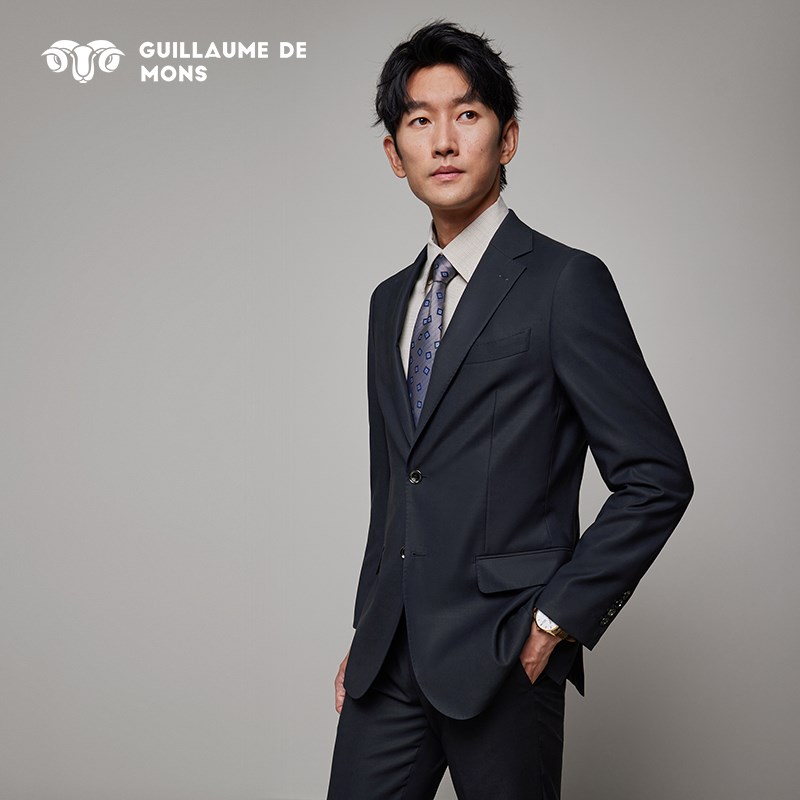 【高支数160支】男士羊毛西装黑色商务正装新郎结婚礼服西服套装