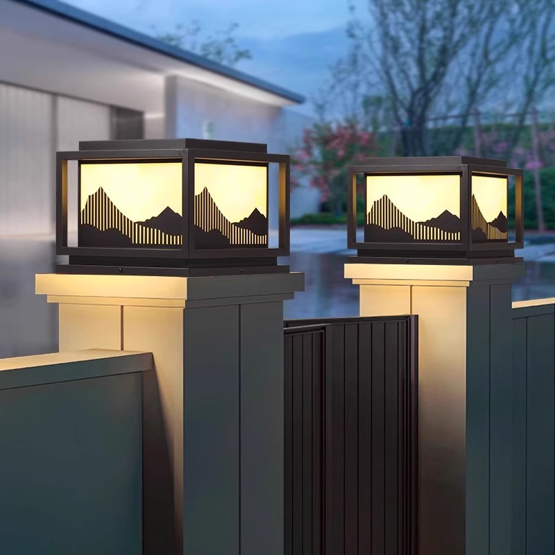 太阳能柱头灯别墅庭院柱子灯室外大门户外防水围栏围墙景观门柱灯