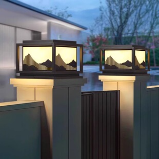 太阳能柱头灯别墅庭院柱子灯室外大门户外防水围栏围墙景观门柱灯
