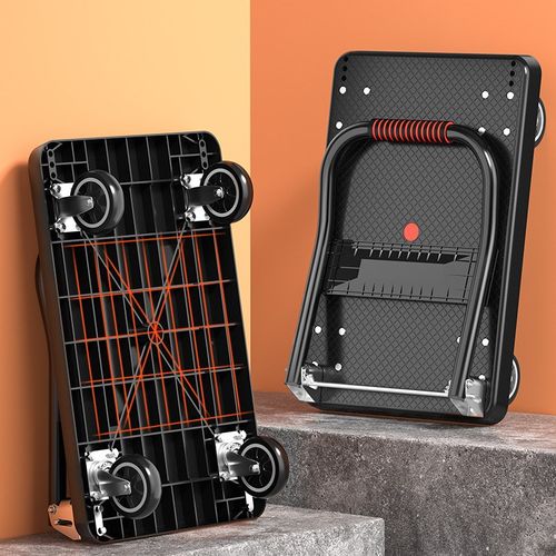 静音小推车拉货搬运车平板车手推车拉板车折叠货四轮便捷家用拖车