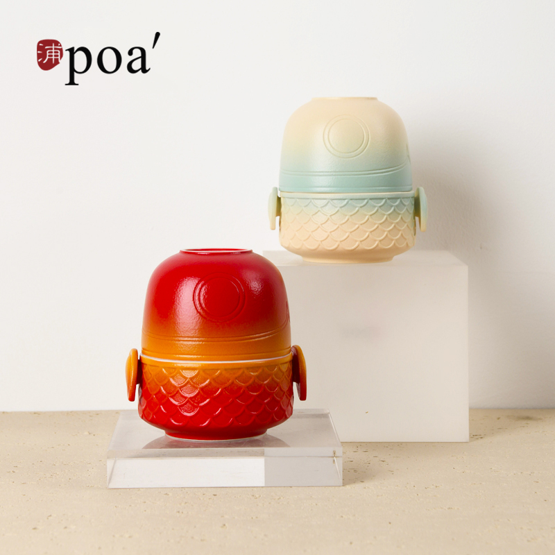 浦poa 鲤遇快客杯锦鲤便捷式茶具单人一壶一杯小茶杯个人专用