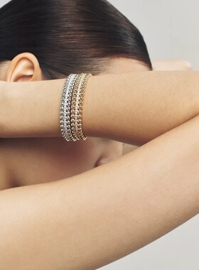 青岛出口圆珠锆石开口手镯金银小众设计感轻奢精致高级感手环时尚